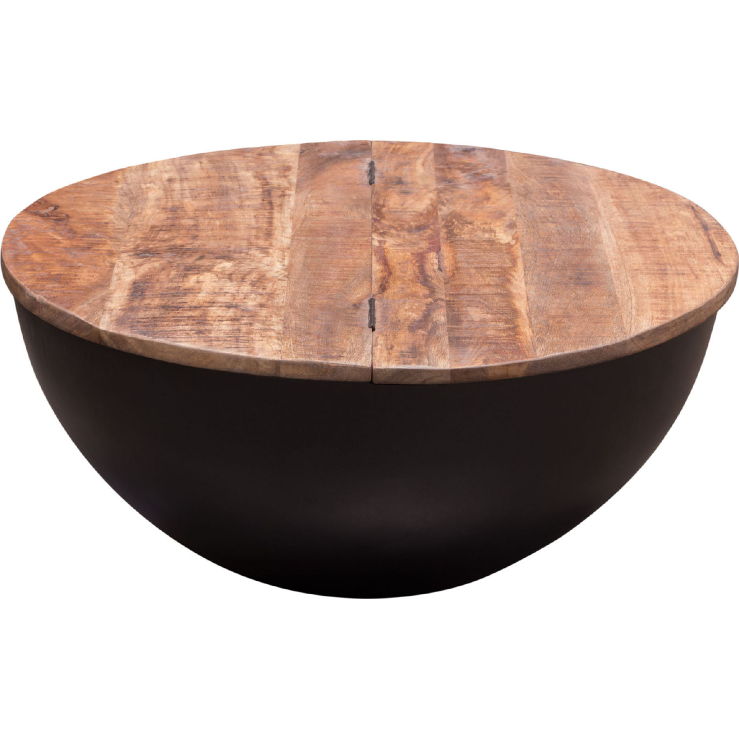 Diamond Sofa - Salem Round Drum Storage Cocktail Table with Natural Mango Wood Top & Metal Base