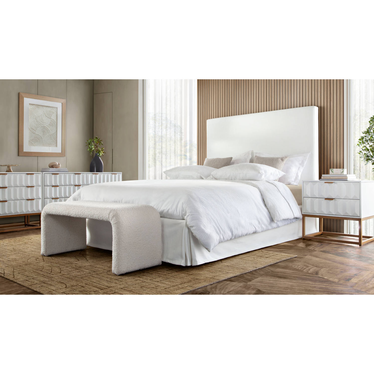 Diamond Sofa Savannah 58" Linen Fabric Eastern King Slipcover Bed - White