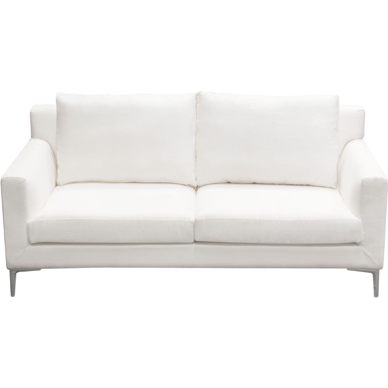 Diamond Sofa - Seattle Linen Loose Back Loveseat with Polished Silver Metal Leg in White