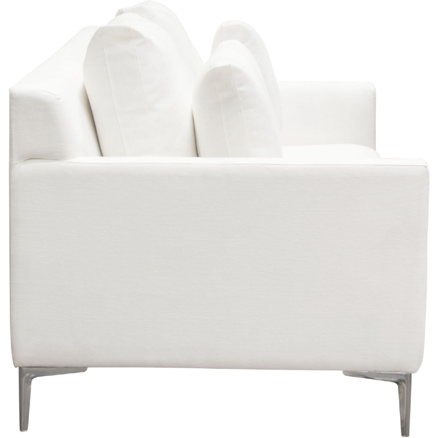 Diamond Sofa - Seattle Linen Loose Back Loveseat with Polished Silver Metal Leg in White