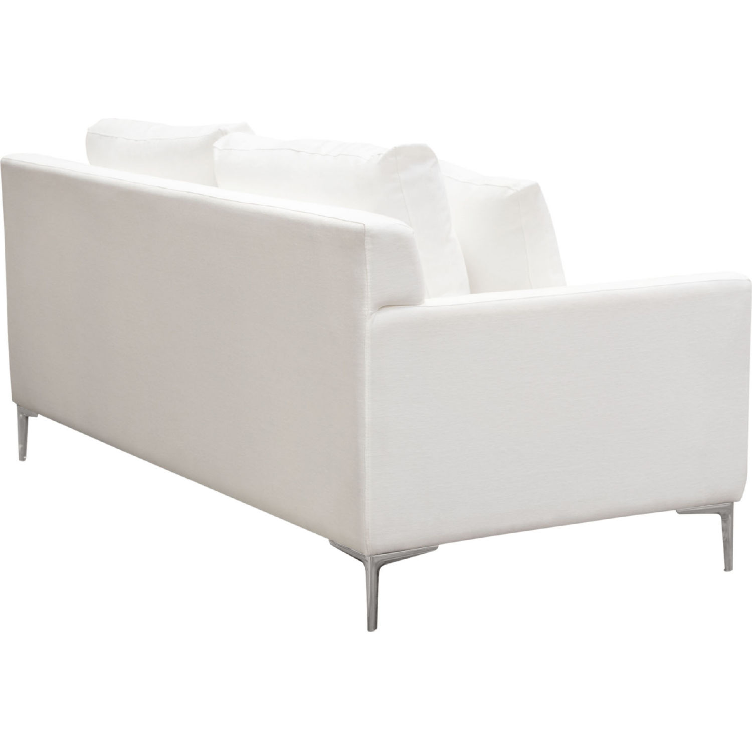 Diamond Sofa - Seattle Linen Loose Back Loveseat with Polished Silver Metal Leg in White