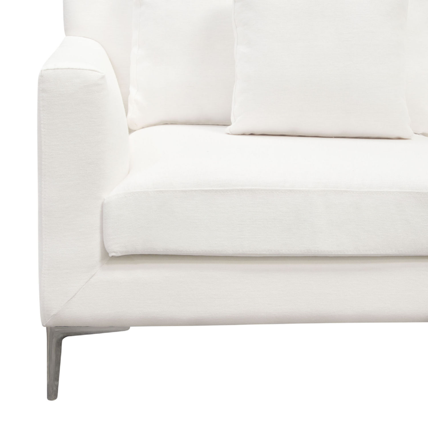 Diamond Sofa - Seattle Linen Loose Back Loveseat with Polished Silver Metal Leg in White