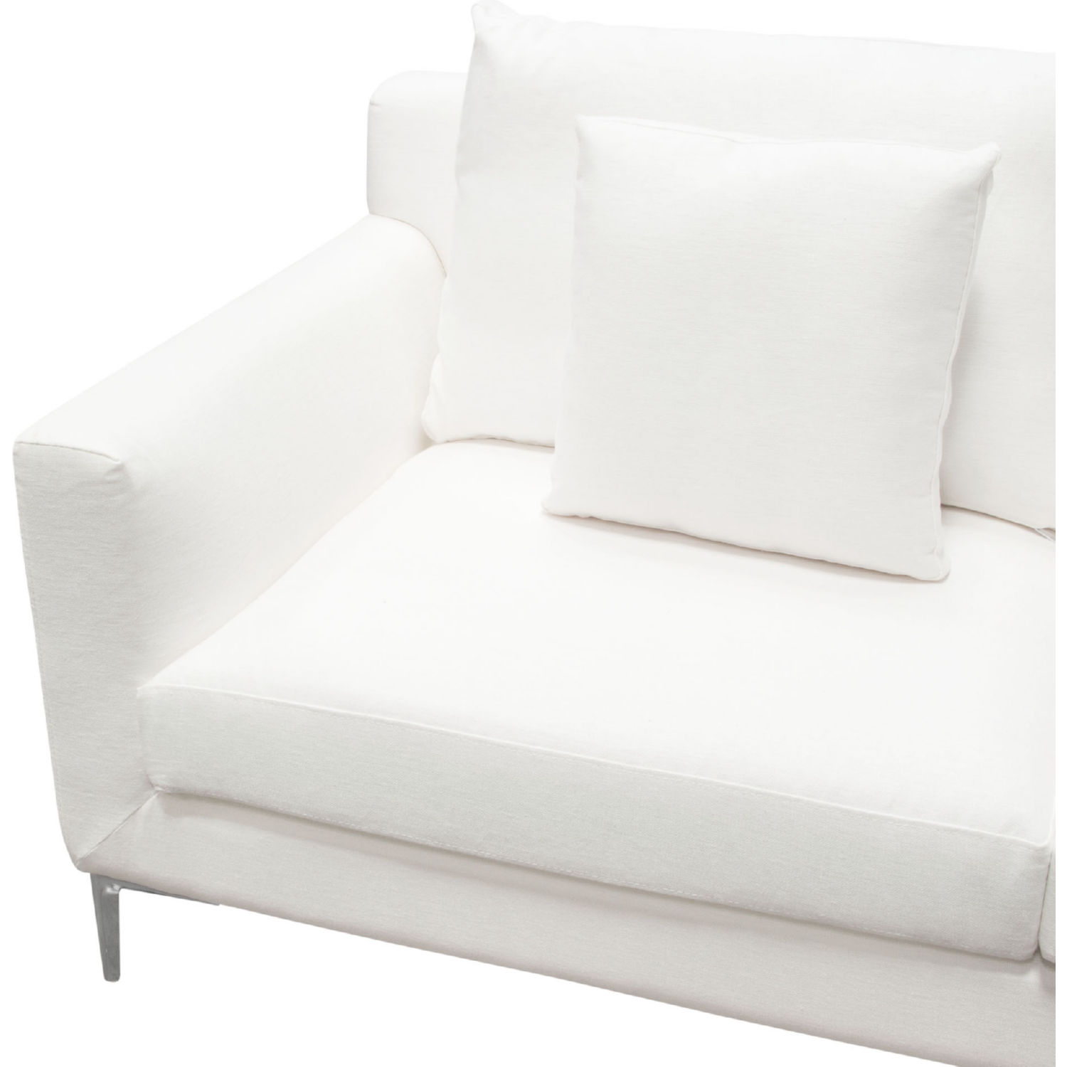 Diamond Sofa - Seattle Linen Loose Back Loveseat with Polished Silver Metal Leg in White