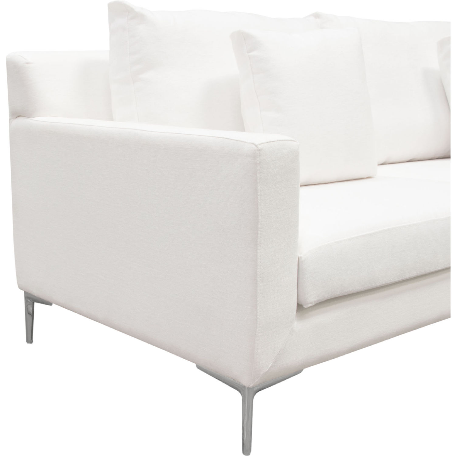 Diamond Sofa - Seattle Linen Loose Back Loveseat with Polished Silver Metal Leg in White