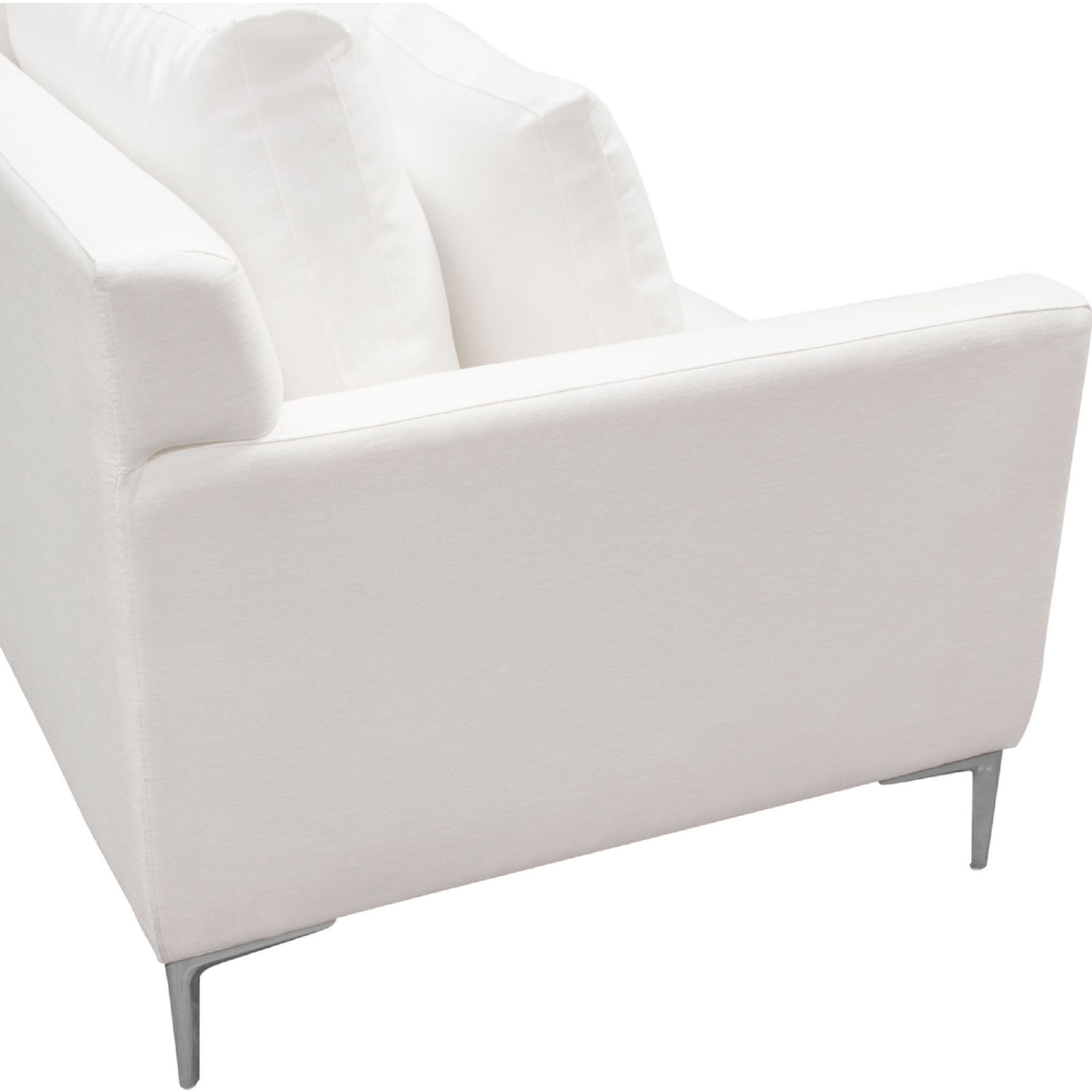 Diamond Sofa - Seattle Linen Loose Back Loveseat with Polished Silver Metal Leg in White