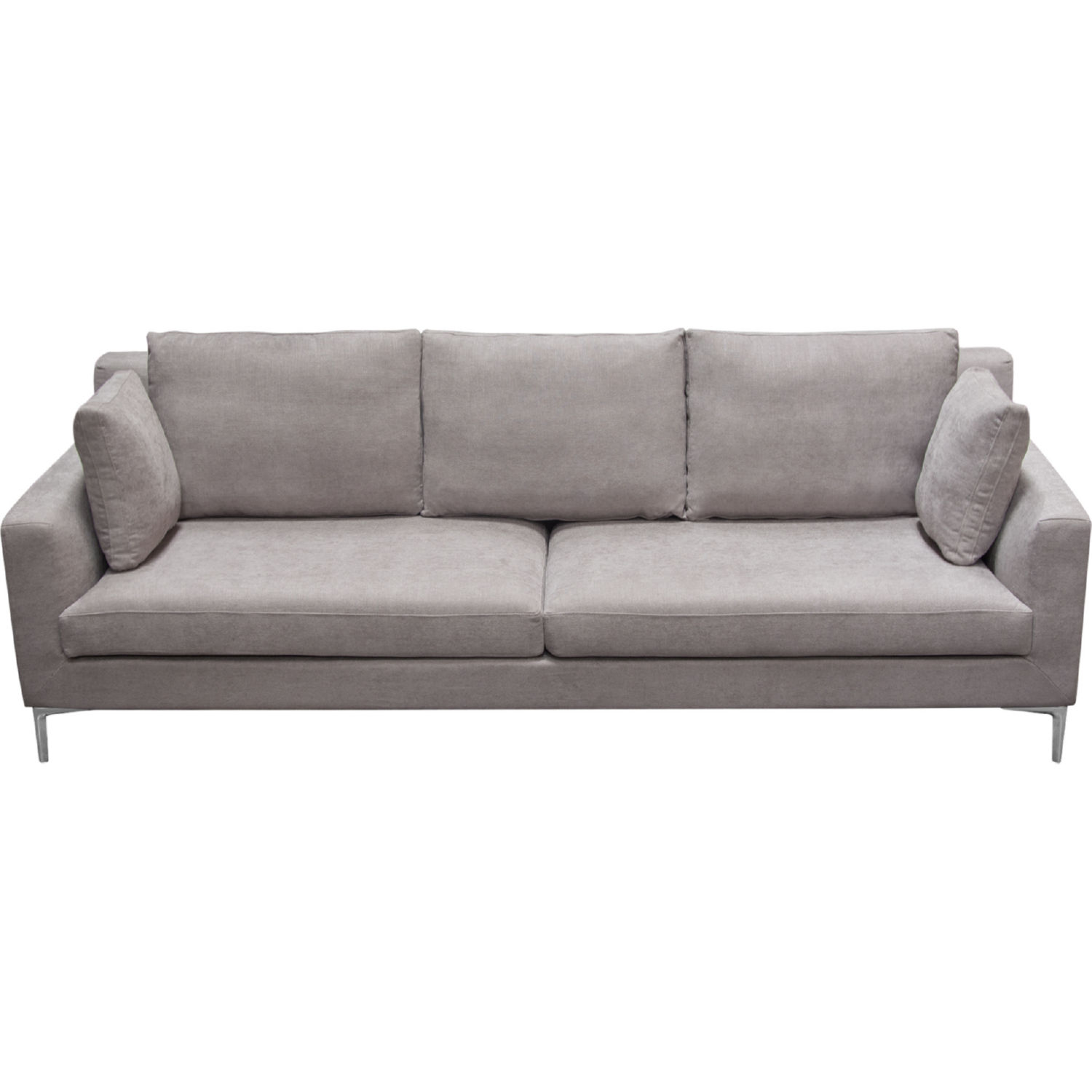 Diamond Sofa Seattle Polyester Fabric Loose Back Sofa with Polished Silver Metal Leg - Gray