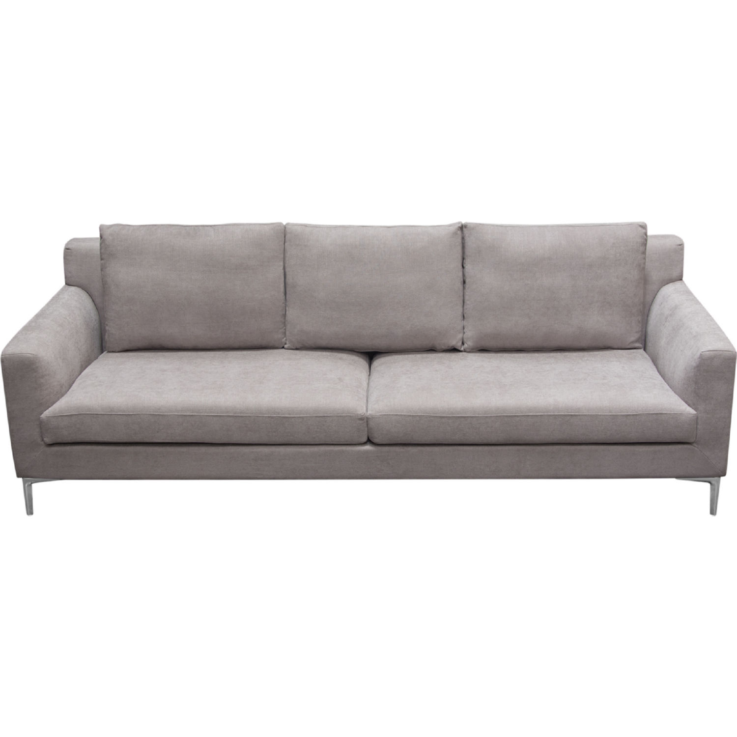 Diamond Sofa Seattle Polyester Fabric Loose Back Sofa with Polished Silver Metal Leg - Gray