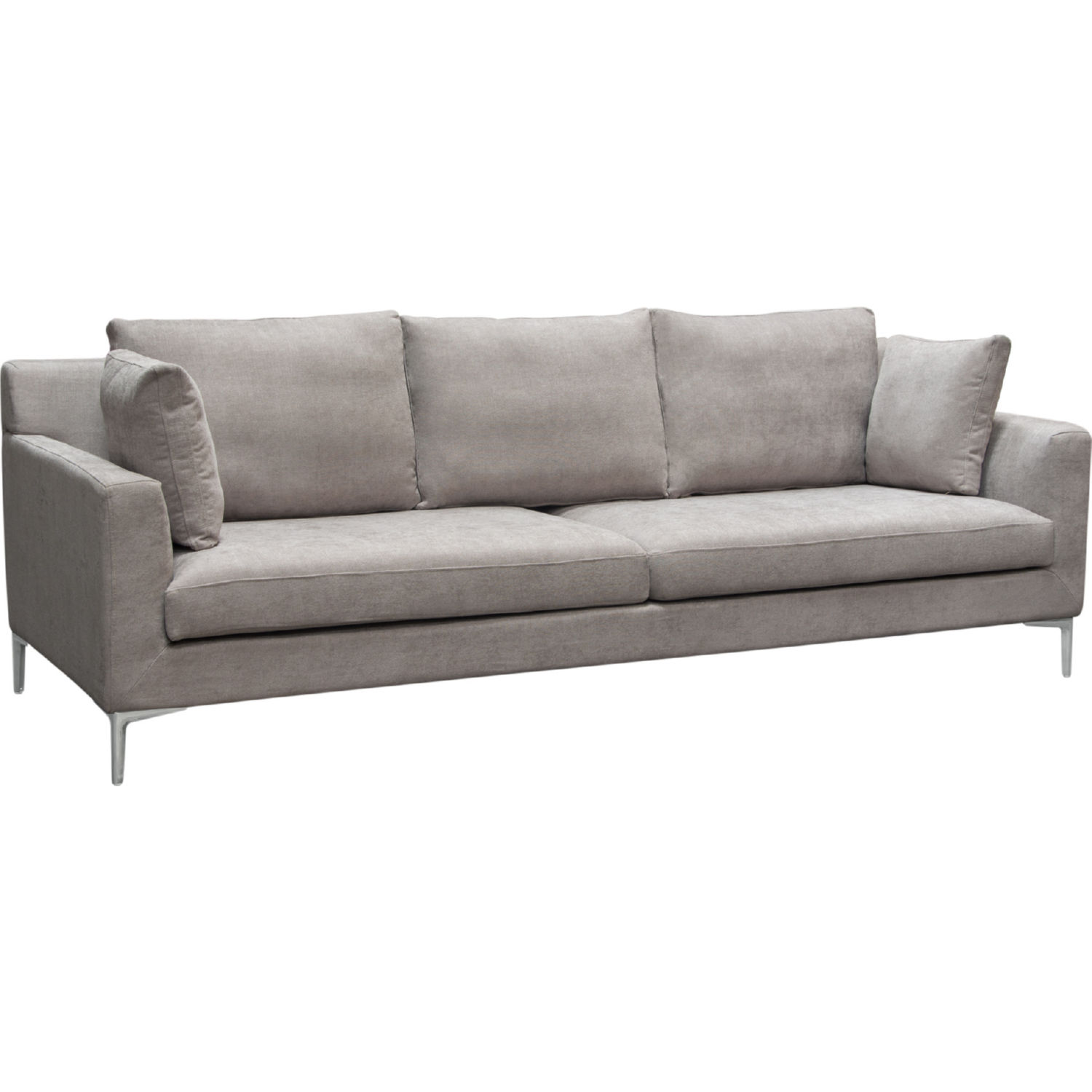 Diamond Sofa Seattle Polyester Fabric Loose Back Sofa with Polished Silver Metal Leg - Gray