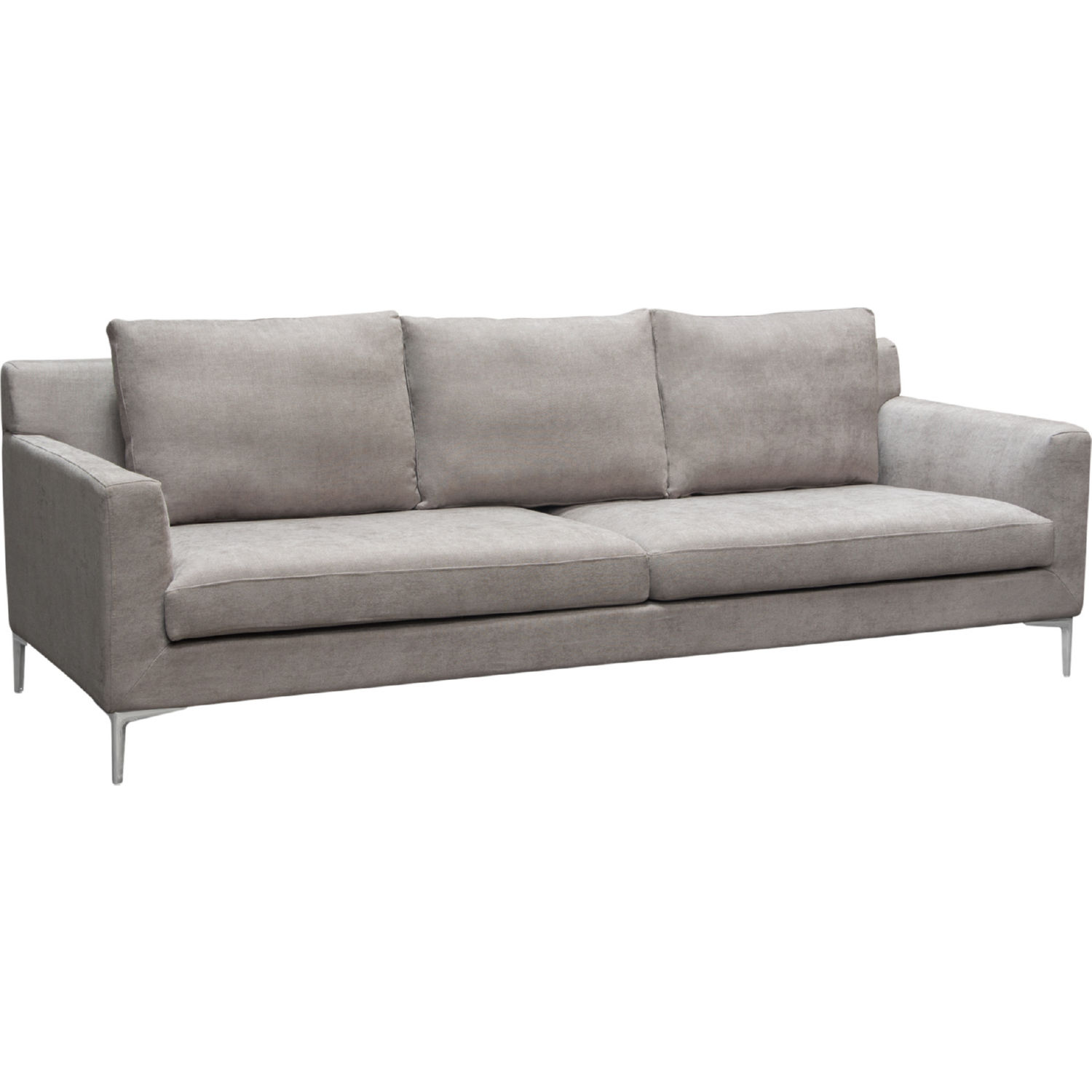 Diamond Sofa Seattle Polyester Fabric Loose Back Sofa with Polished Silver Metal Leg - Gray