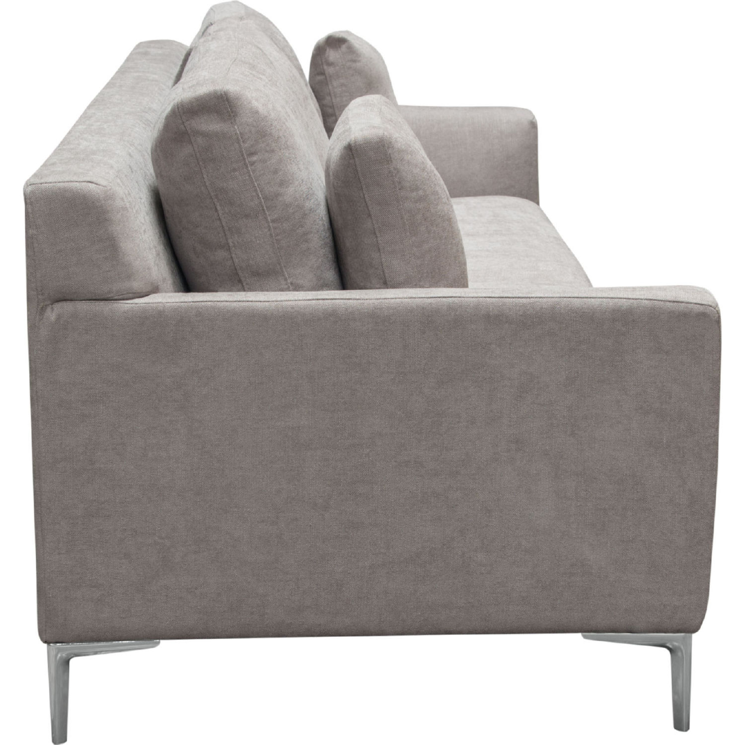 Diamond Sofa Seattle Polyester Fabric Loose Back Sofa with Polished Silver Metal Leg - Gray