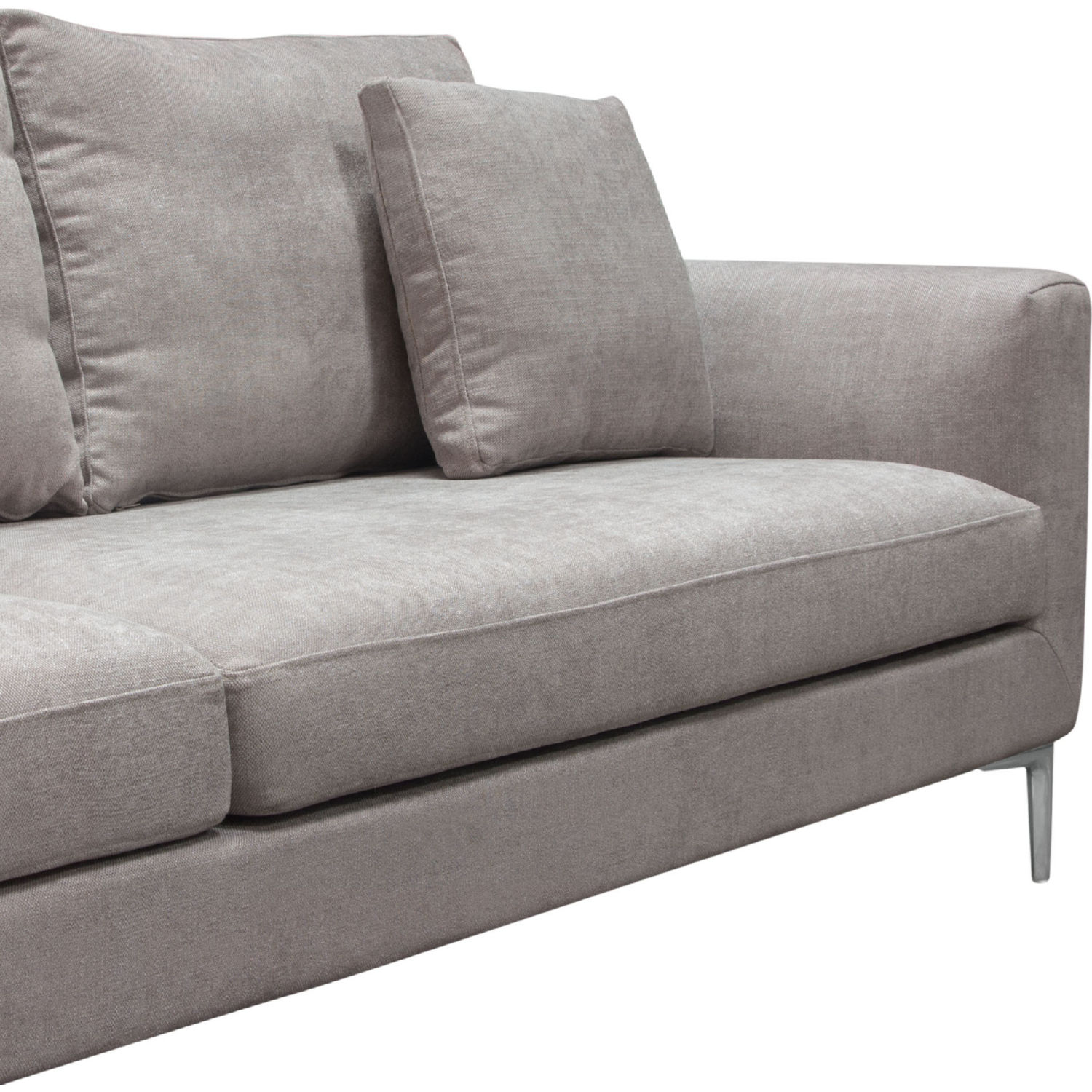 Diamond Sofa Seattle Polyester Fabric Loose Back Sofa with Polished Silver Metal Leg - Gray