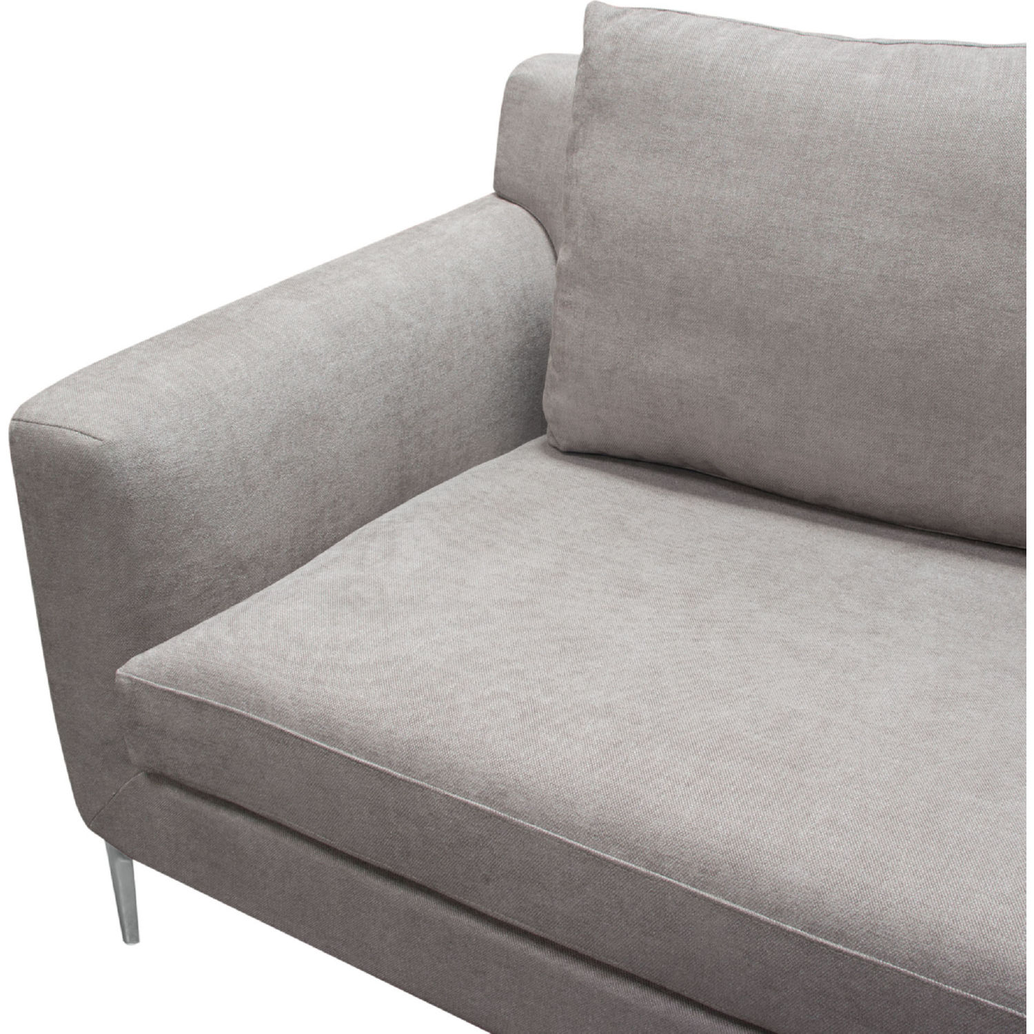 Diamond Sofa Seattle Polyester Fabric Loose Back Sofa with Polished Silver Metal Leg - Gray