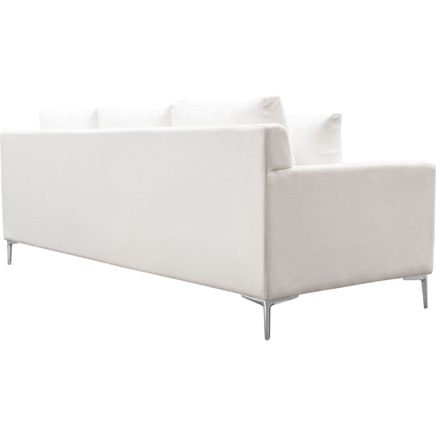 Diamond Sofa Seattle Linen Loose Back Sofa with Polished Silver Metal Leg - White