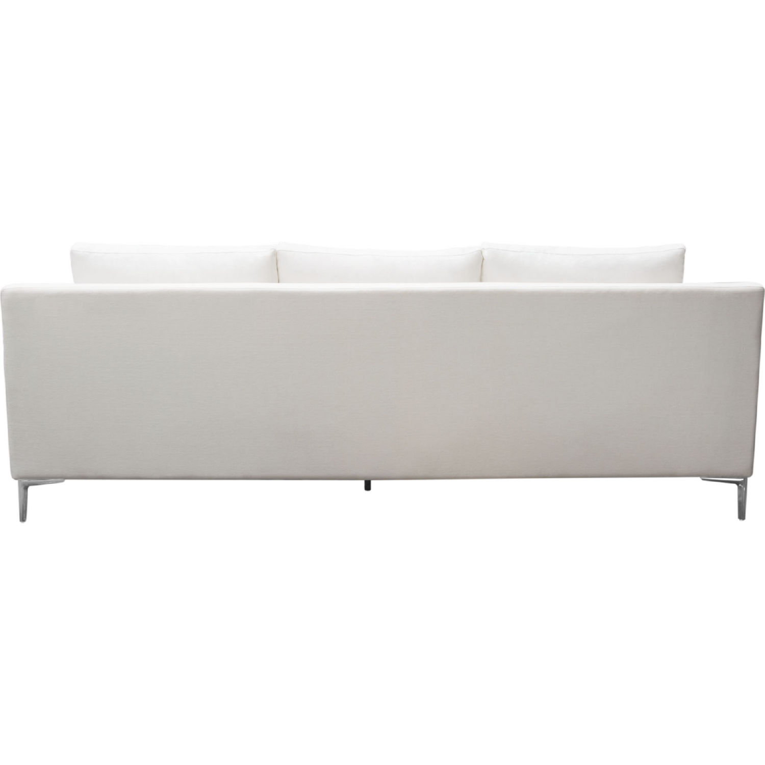 Diamond Sofa Seattle Linen Loose Back Sofa with Polished Silver Metal Leg - White