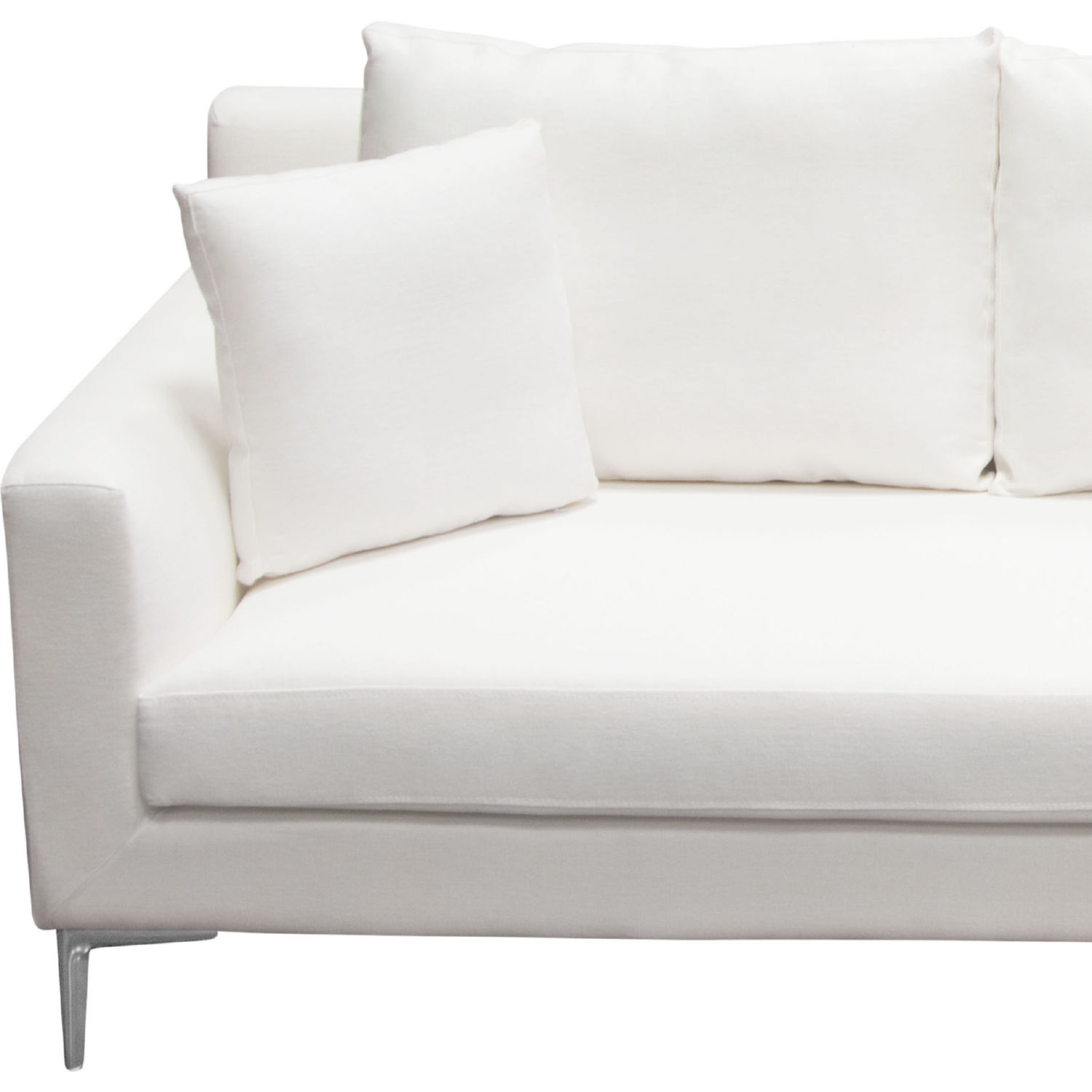 Diamond Sofa Seattle Linen Loose Back Sofa with Polished Silver Metal Leg - White