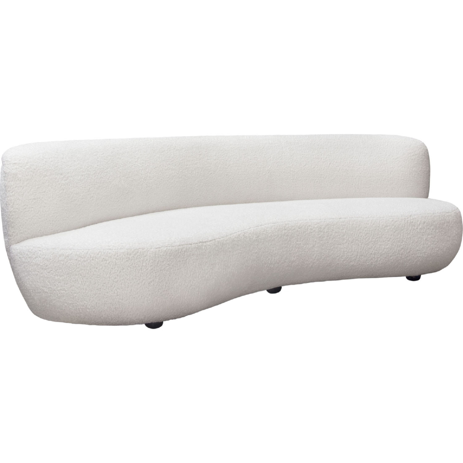 Diamond Sofa - Simone Faux Sheepskin Fabric Curved Sofa in White