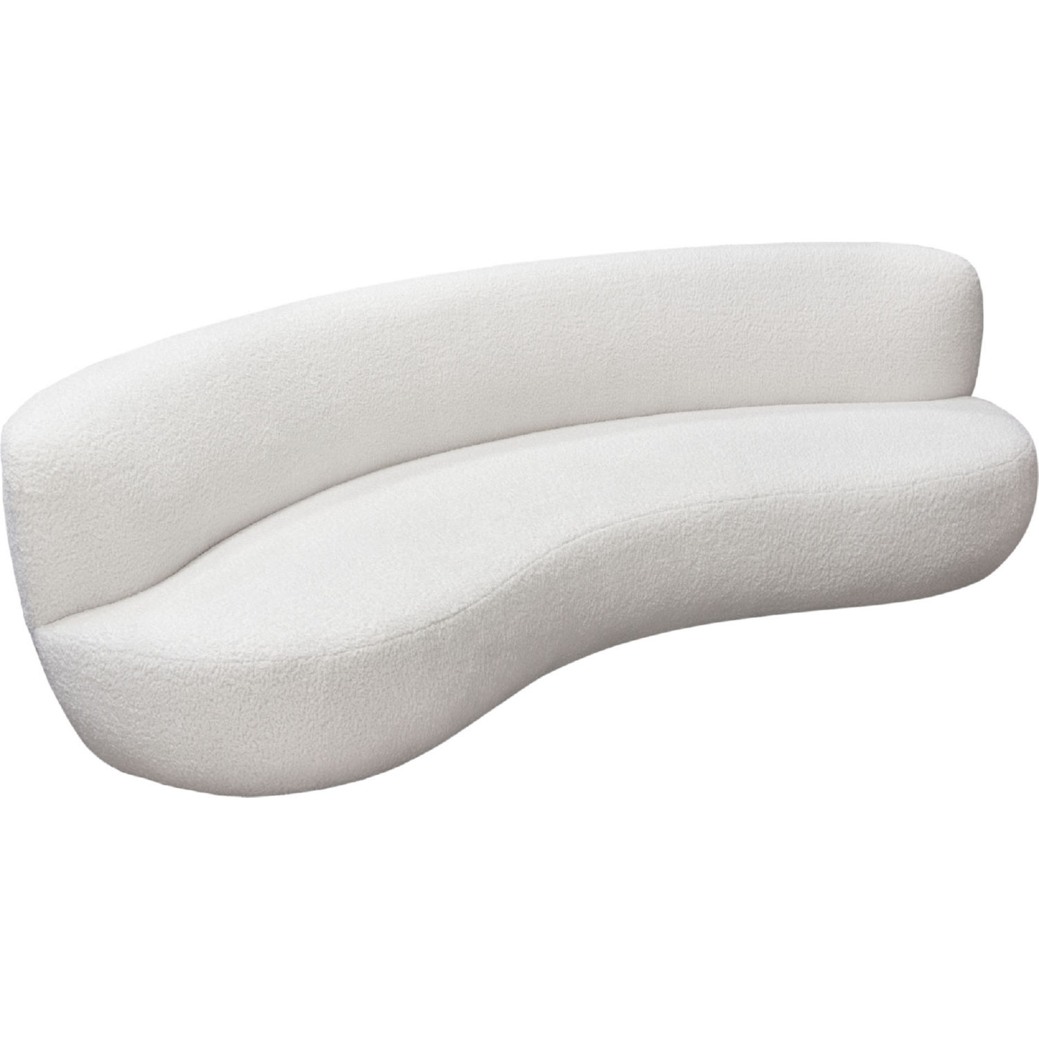 Diamond Sofa - Simone Faux Sheepskin Fabric Curved Sofa in White