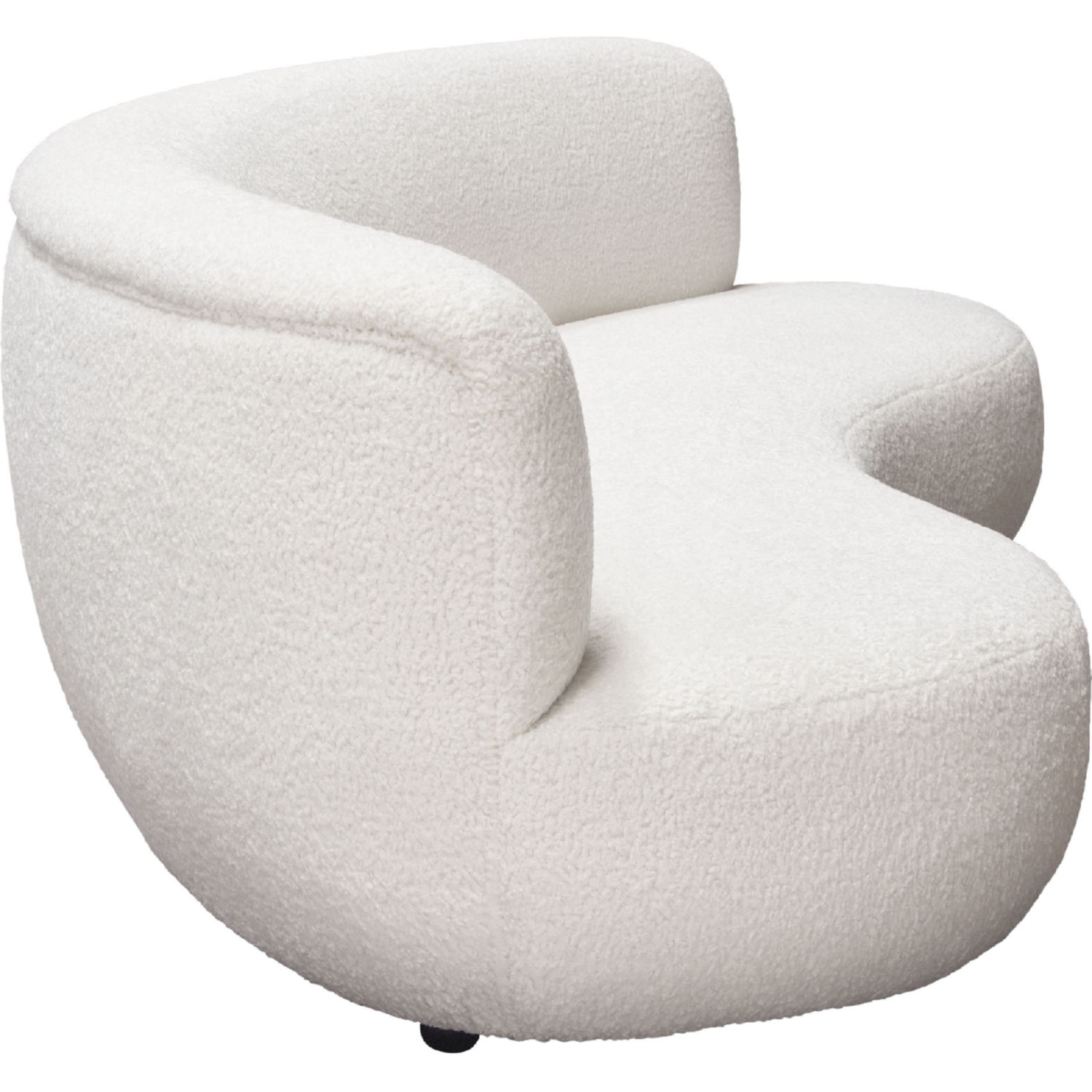 Diamond Sofa - Simone Faux Sheepskin Fabric Curved Sofa in White