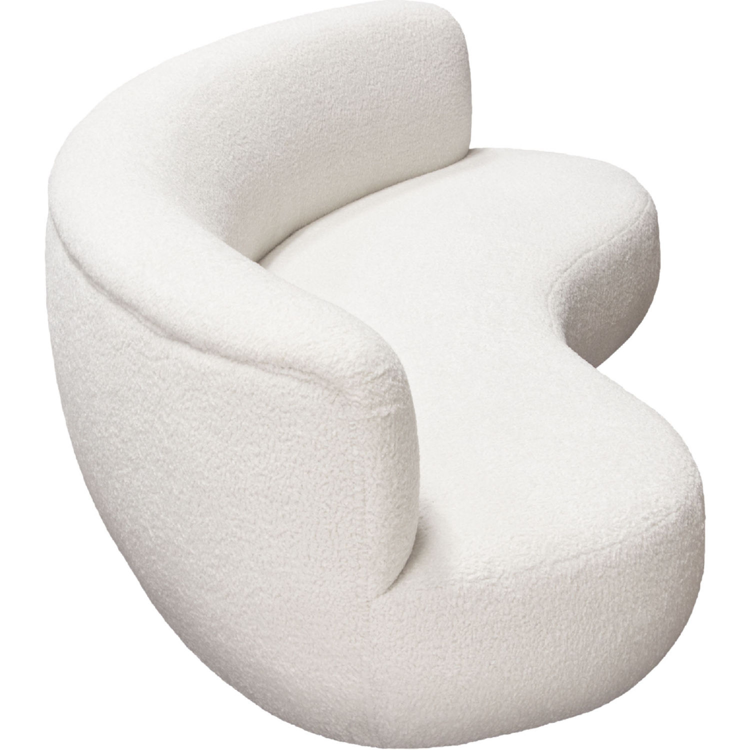 Diamond Sofa - Simone Faux Sheepskin Fabric Curved Sofa in White