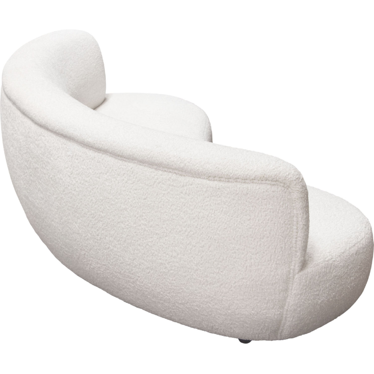 Diamond Sofa - Simone Faux Sheepskin Fabric Curved Sofa in White