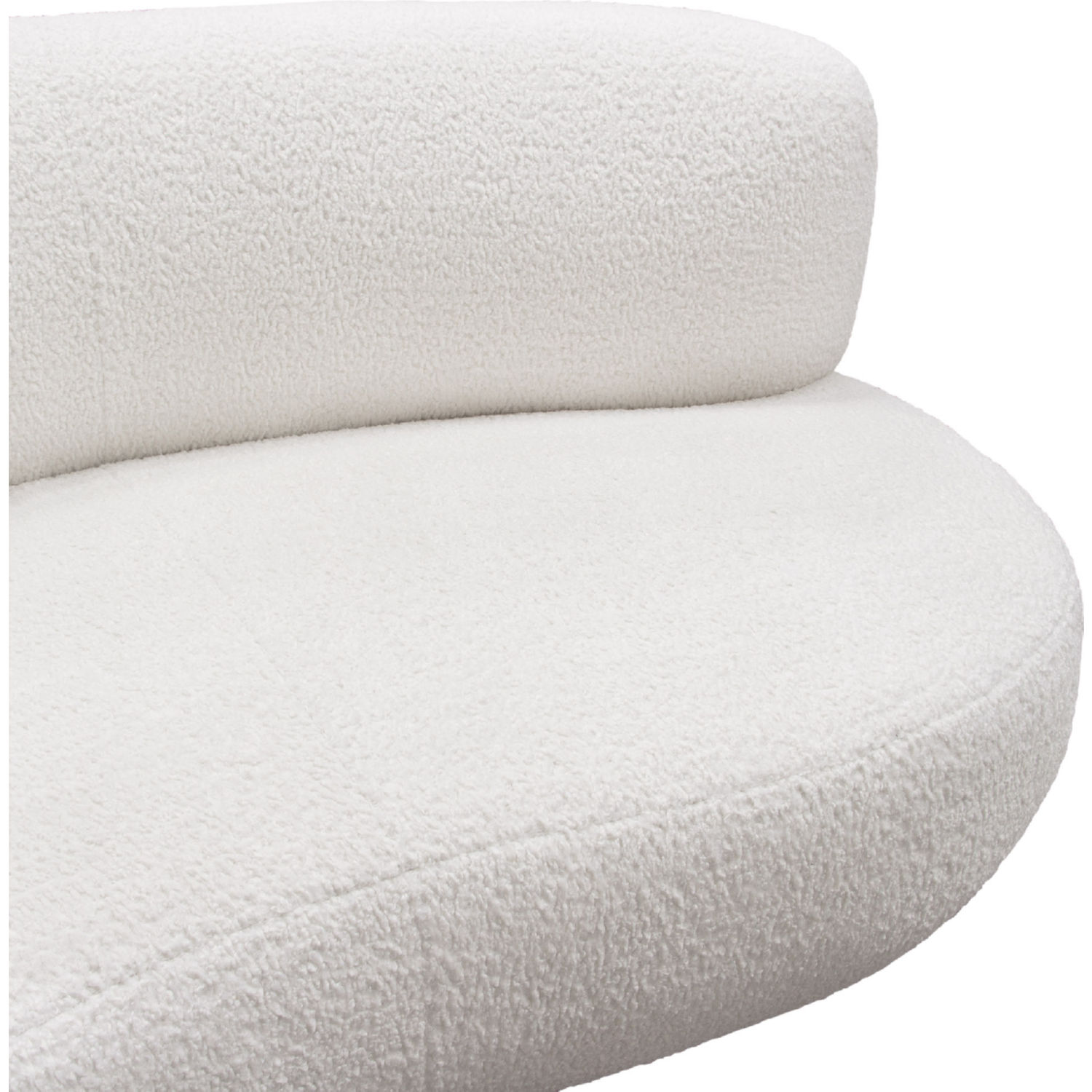 Diamond Sofa - Simone Faux Sheepskin Fabric Curved Sofa in White