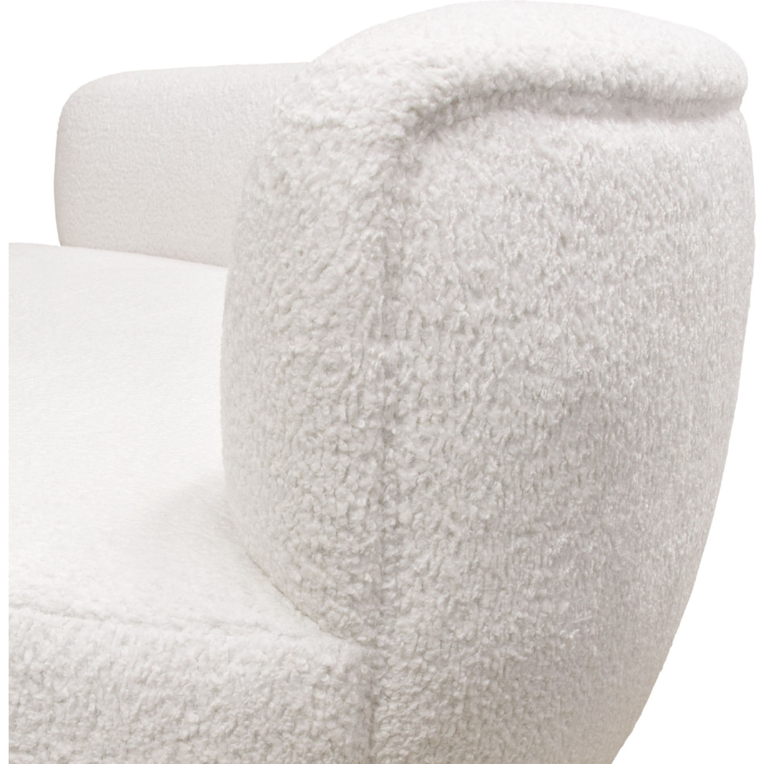 Diamond Sofa - Simone Faux Sheepskin Fabric Curved Sofa in White