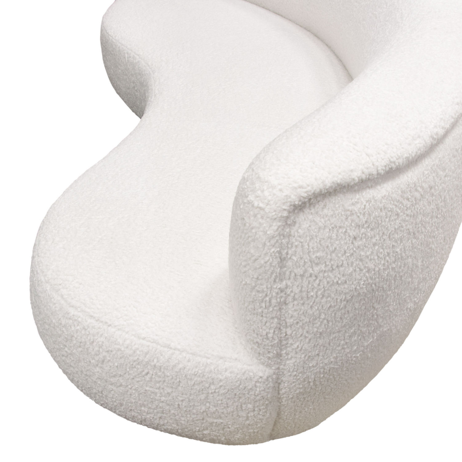 Diamond Sofa - Simone Faux Sheepskin Fabric Curved Sofa in White