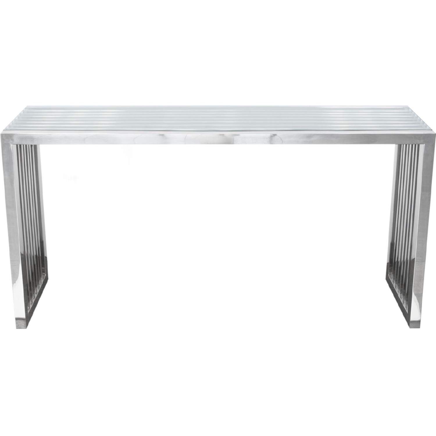 Diamond Sofa - SOHO Rectangular Stainless Steel Console Table with Clear Tempered Glass Top