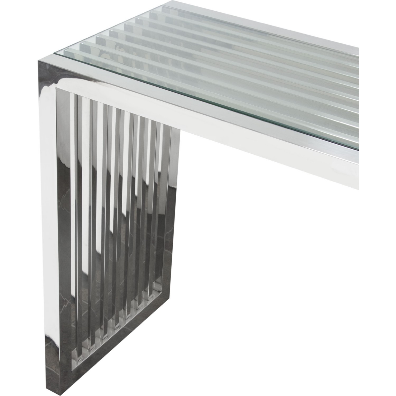 Diamond Sofa - SOHO Rectangular Stainless Steel Console Table with Clear Tempered Glass Top