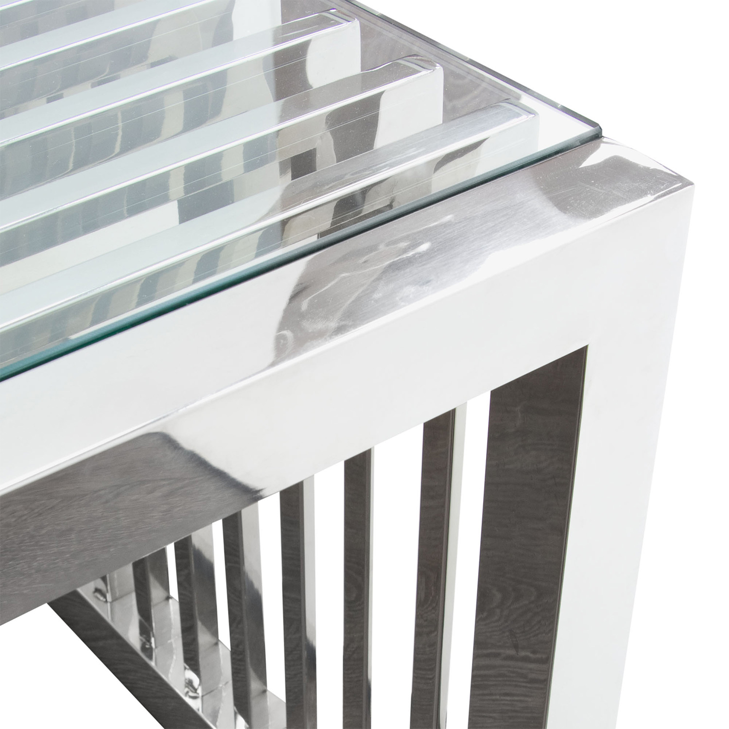 Diamond Sofa - SOHO Rectangular Stainless Steel Cocktail Table with Clear Tempered Glass Top