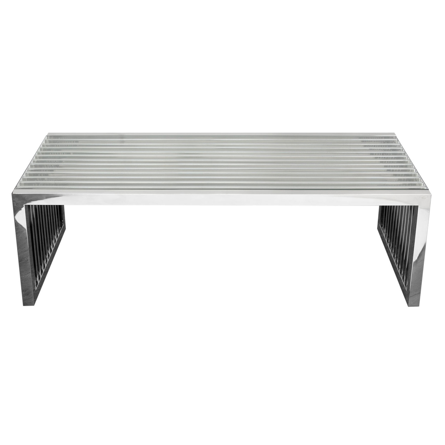 Diamond Sofa - SOHO Rectangular Stainless Steel Cocktail Table with Clear Tempered Glass Top