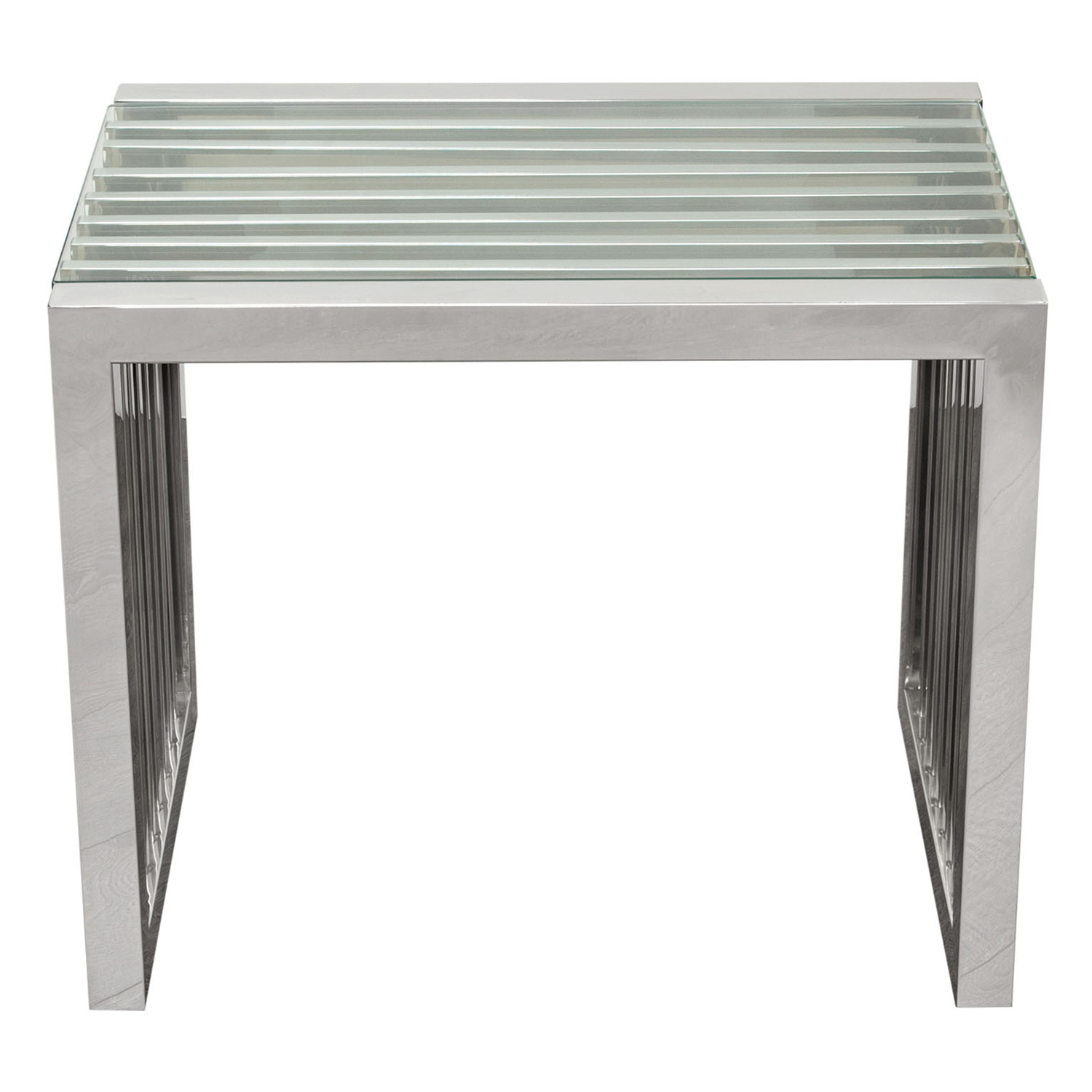 Diamond Sofa - SOHO Rectangular Stainless Steel End Table with Clear Tempered Glass Top