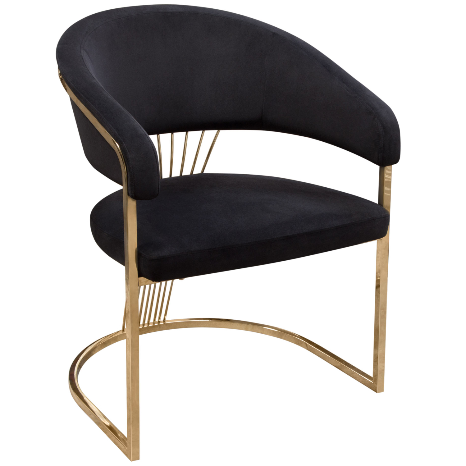 Diamond Sofa Solstice Velvet Dining Chair with Polished Gold Metal Frame - Black