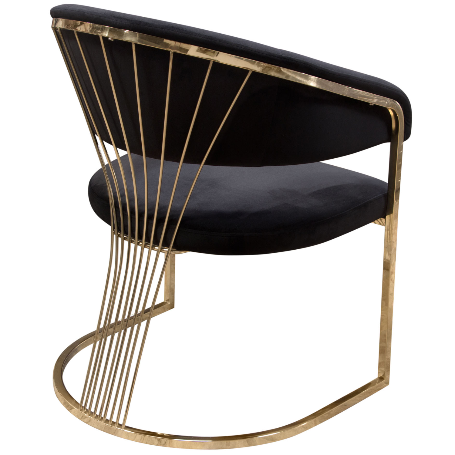 Diamond Sofa Solstice Velvet Dining Chair with Polished Gold Metal Frame - Black