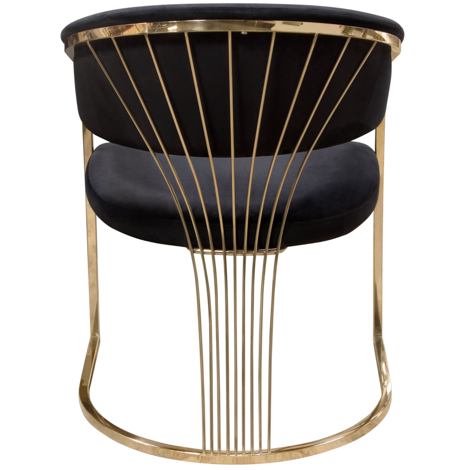 Diamond Sofa Solstice Velvet Dining Chair with Polished Gold Metal Frame - Black