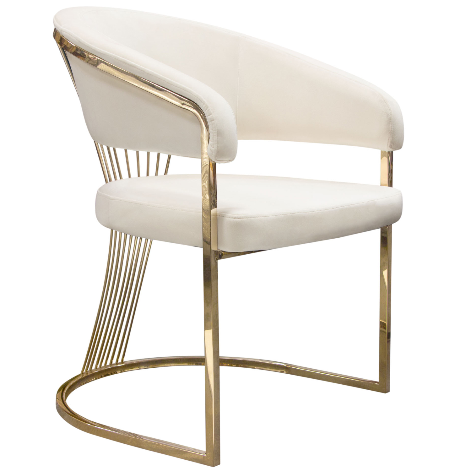 Diamond Sofa Solstice Velvet Dining Chair with Polished Gold Metal Frame - Cream