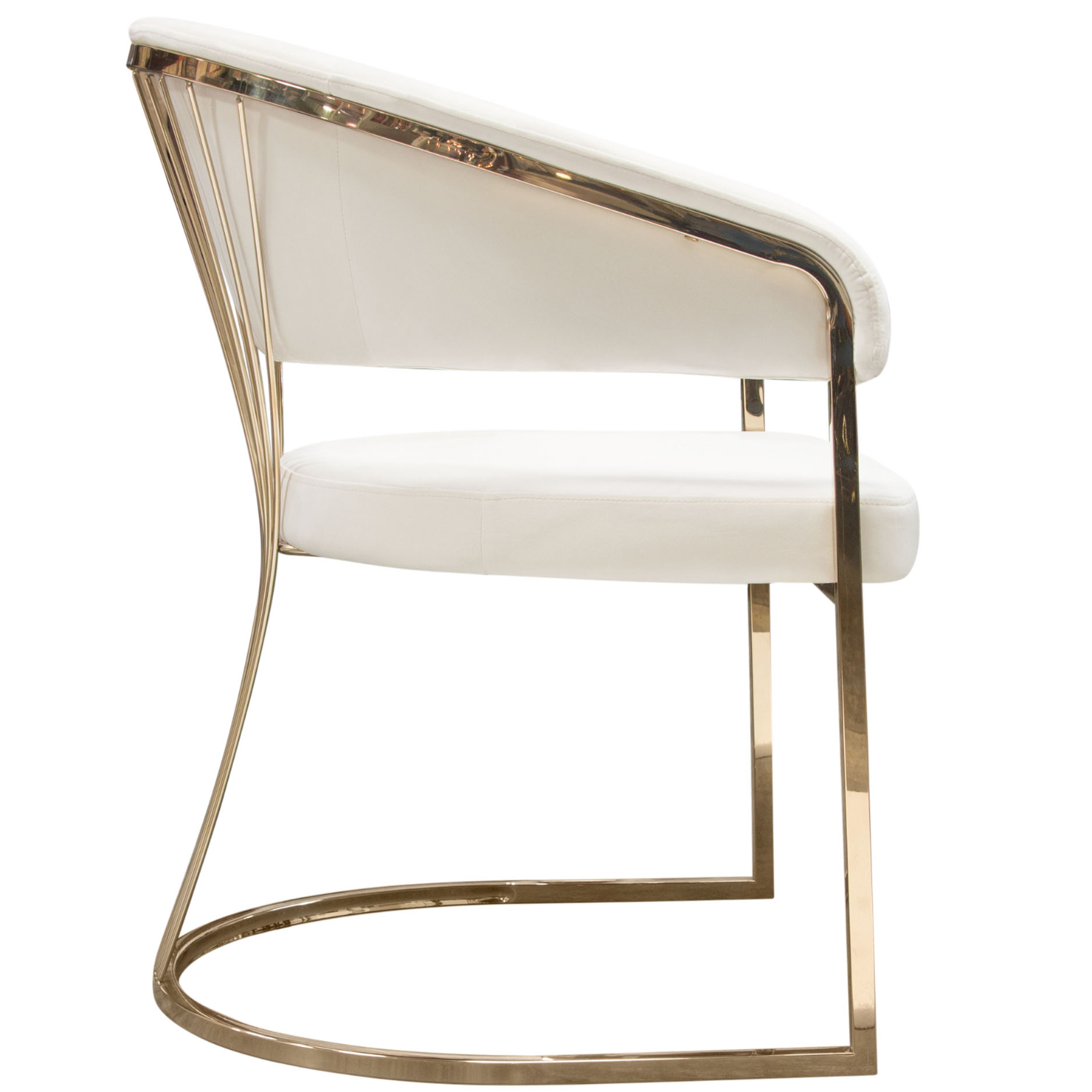 Diamond Sofa Solstice Velvet Dining Chair with Polished Gold Metal Frame - Cream