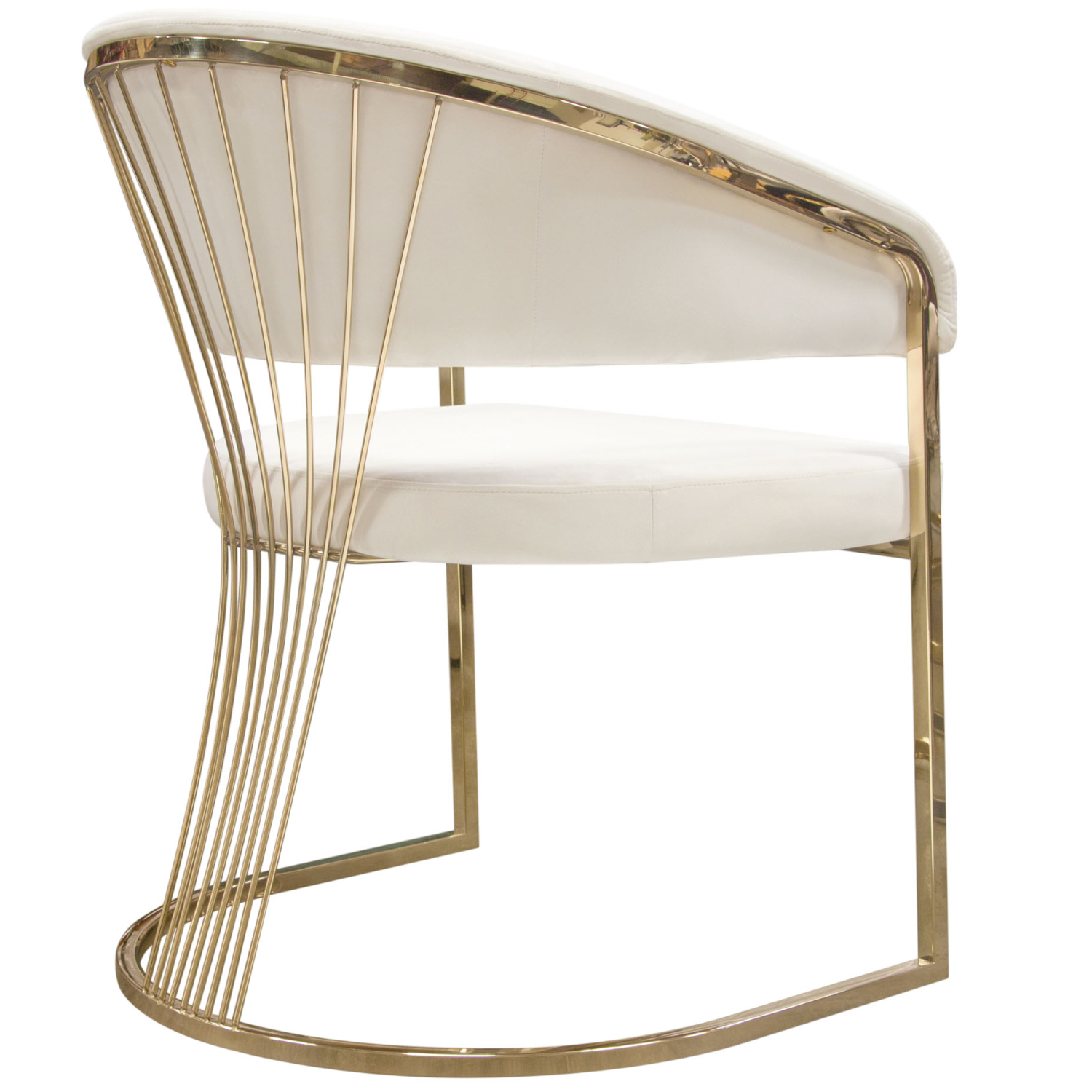 Diamond Sofa Solstice Velvet Dining Chair with Polished Gold Metal Frame - Cream