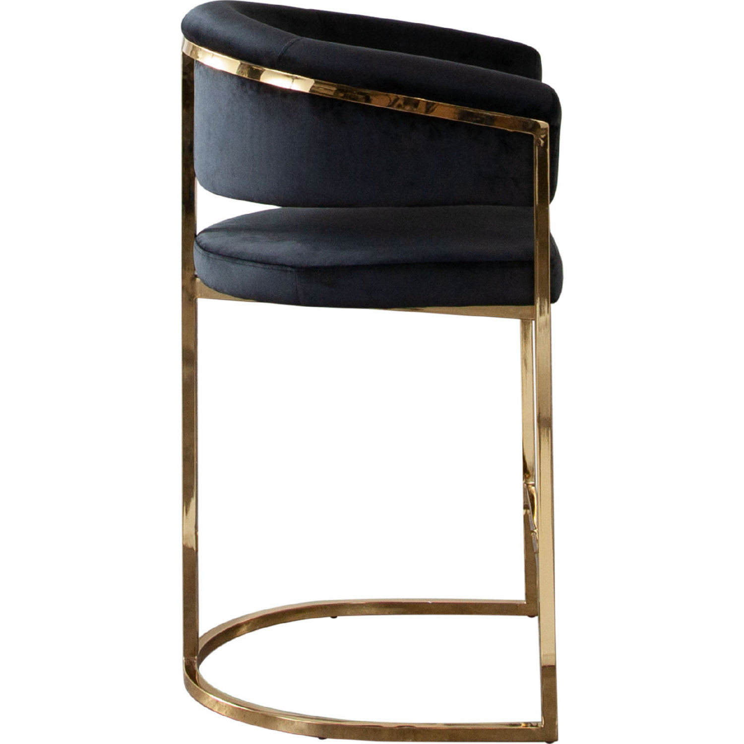 Diamond Sofa Solstice Velvet Counter Height Chair with Polished Gold Metal Frame - Black