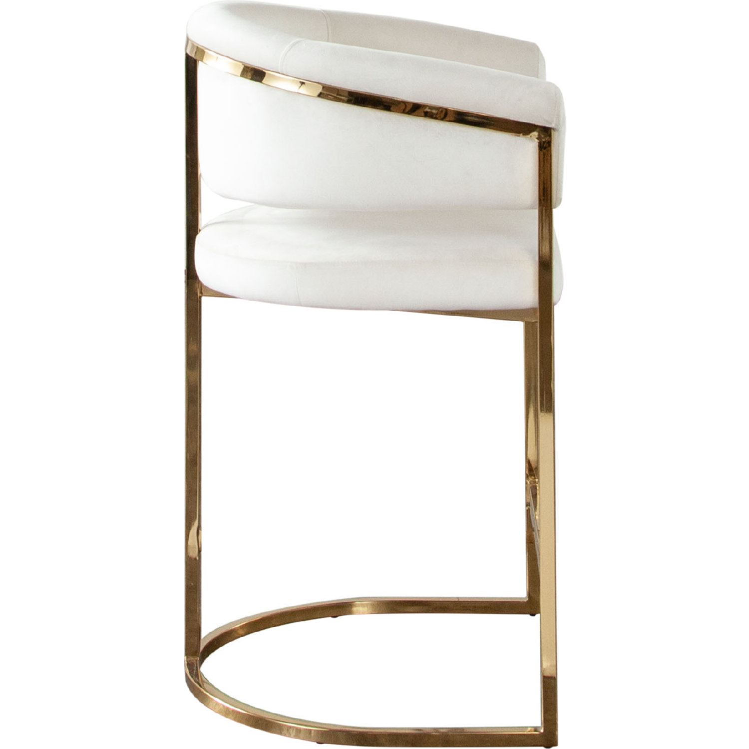 Diamond Sofa Solstice Velvet Counter Height Chair with Polished Gold Metal Frame - Cream