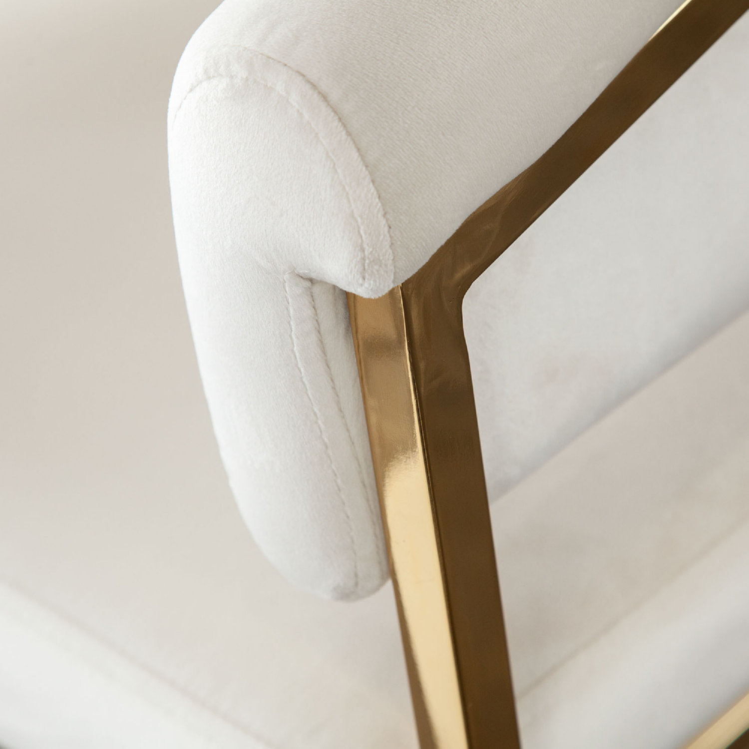 Diamond Sofa Solstice Velvet Counter Height Chair with Polished Gold Metal Frame - Cream