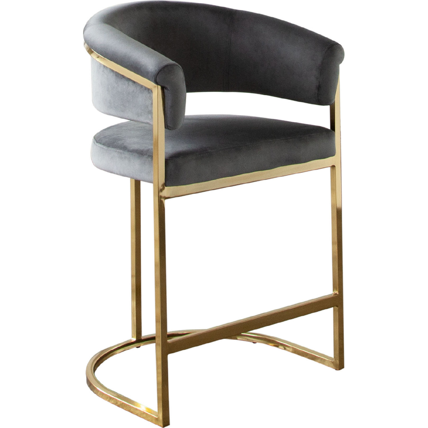 Diamond Sofa - Solstice Velvet Counter Height Chair with Polished Gold Metal Frame