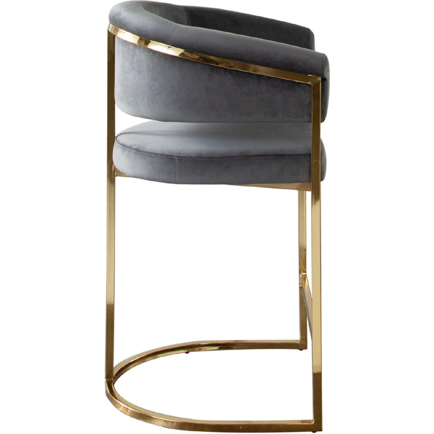 Diamond Sofa Solstice Velvet Counter Height Chair with Polished Gold Metal Frame - Gray