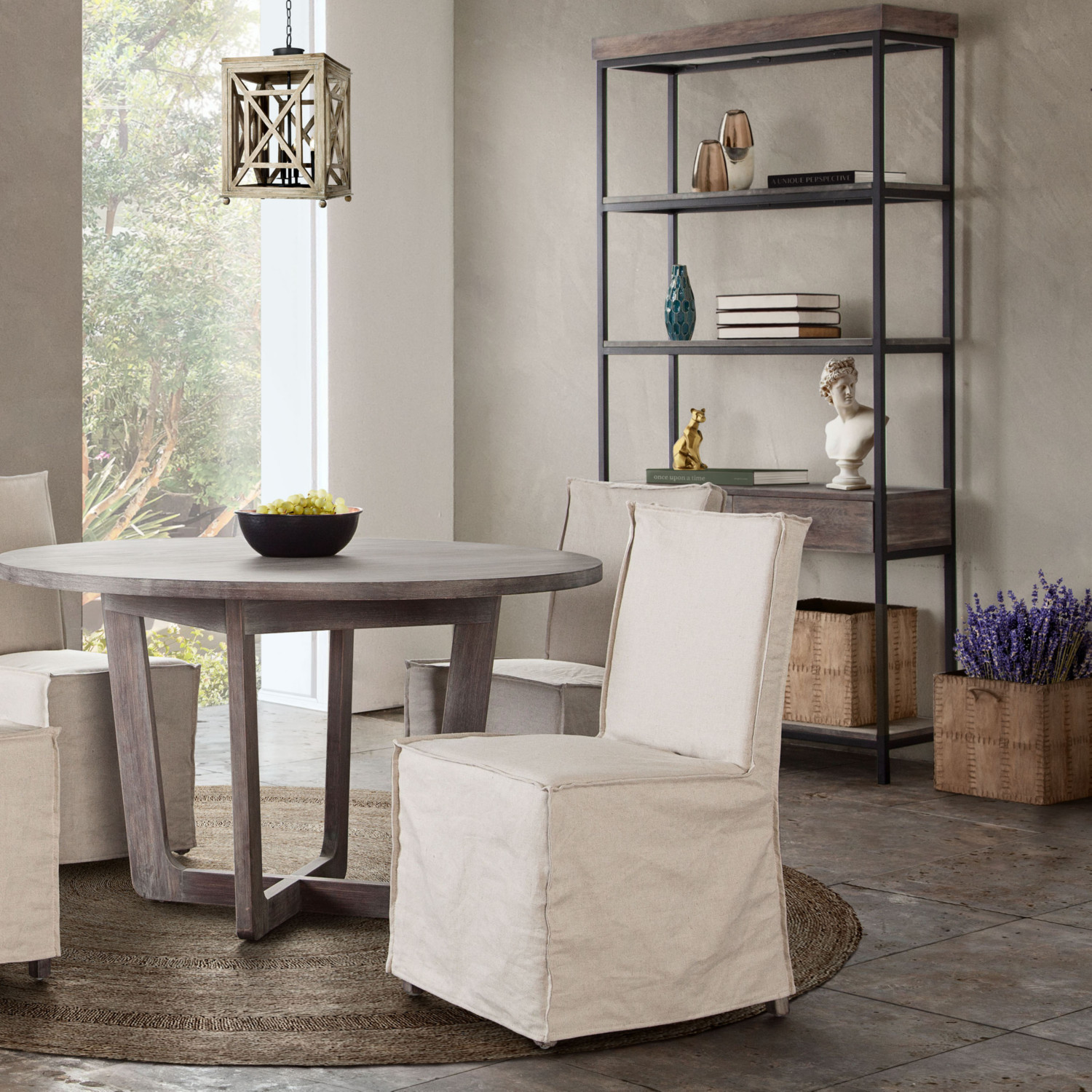 Diamond Sofa - Sonoma 2-Pack Dining Chairs with Wood Legs and Linen Removable Slipcover in Sand