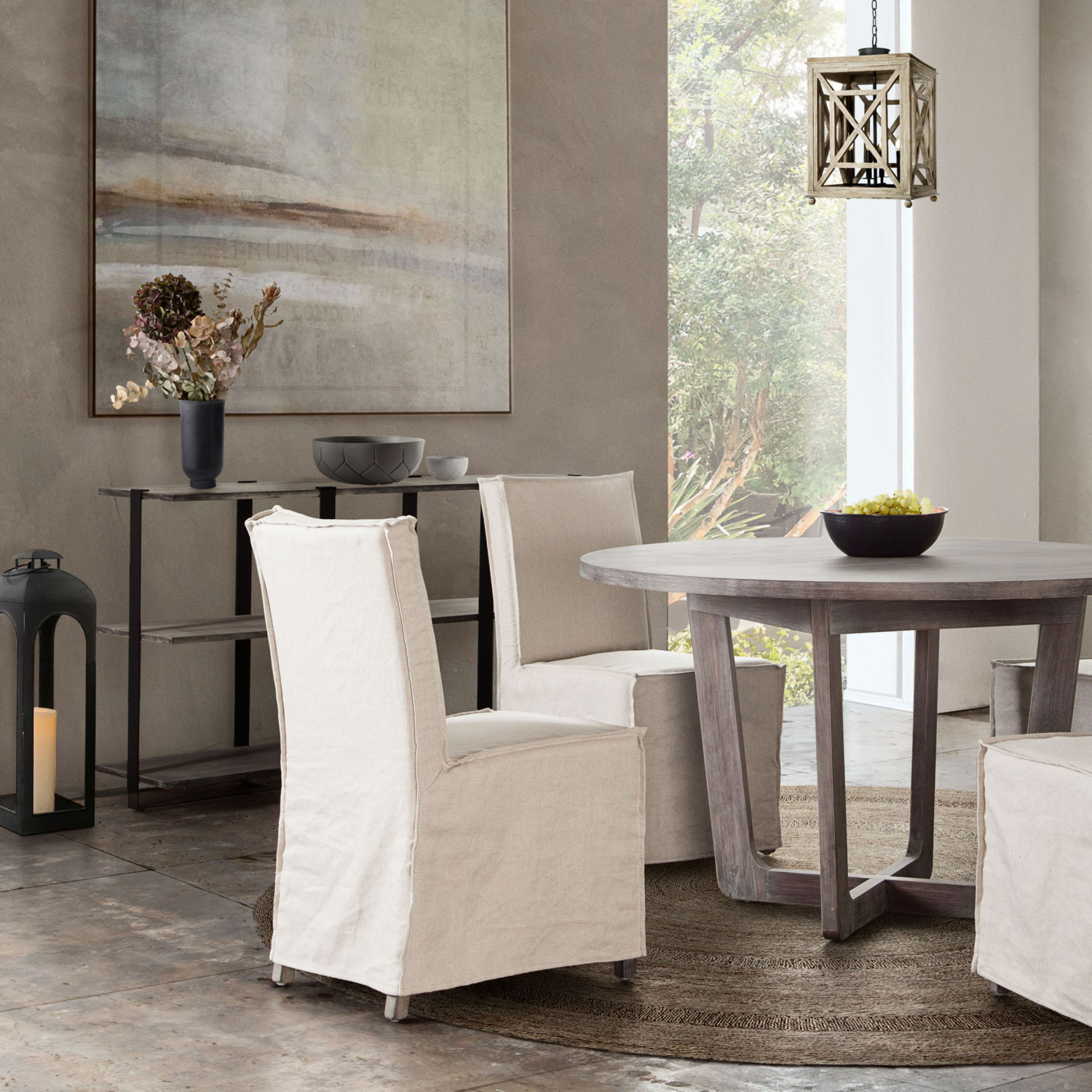 Diamond Sofa - Sonoma 2-Pack Dining Chairs with Wood Legs and Linen Removable Slipcover in Sand