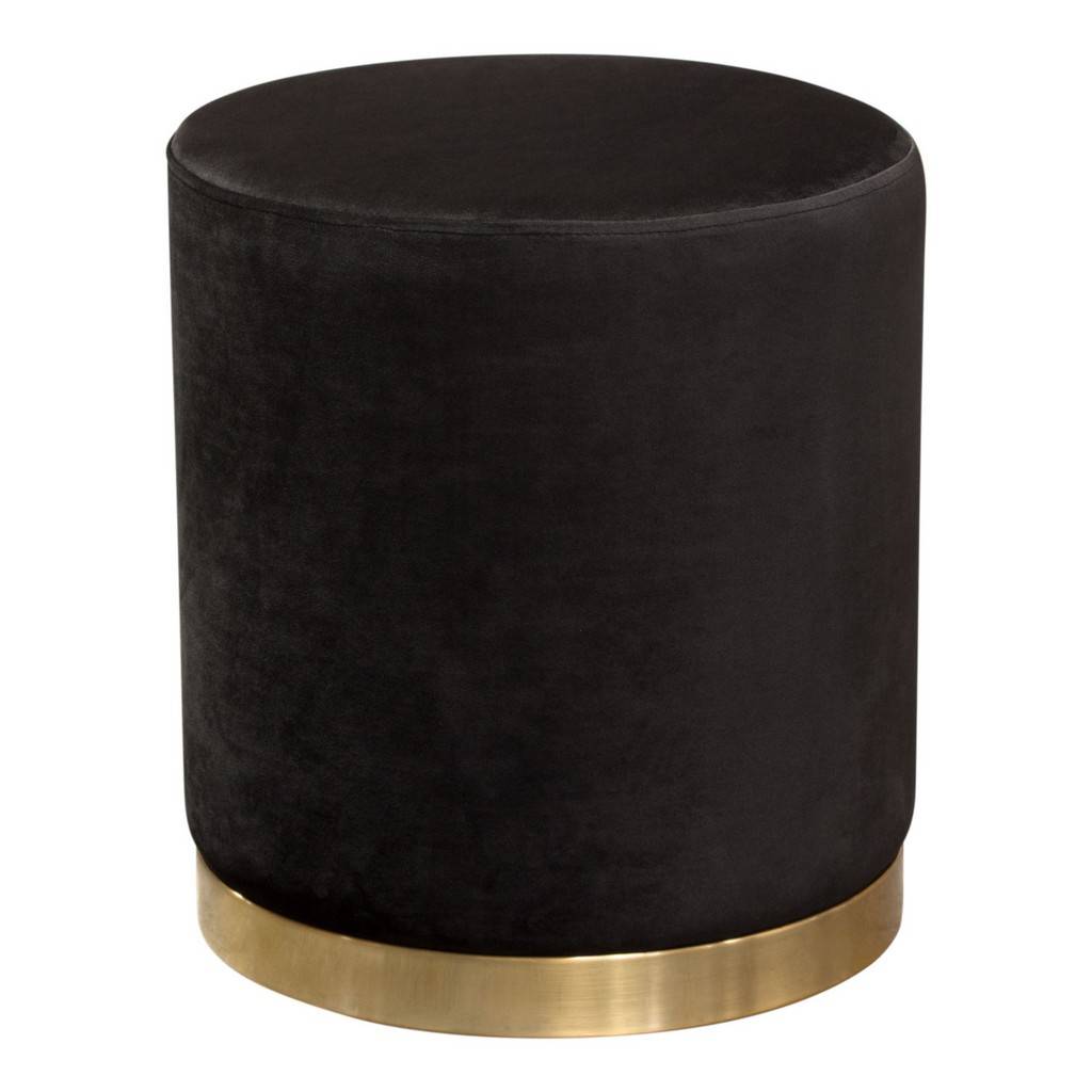 Diamond Sofa - Sorbet Velvet Round Accent Ottoman with Gold/Silver Metal Band Accent