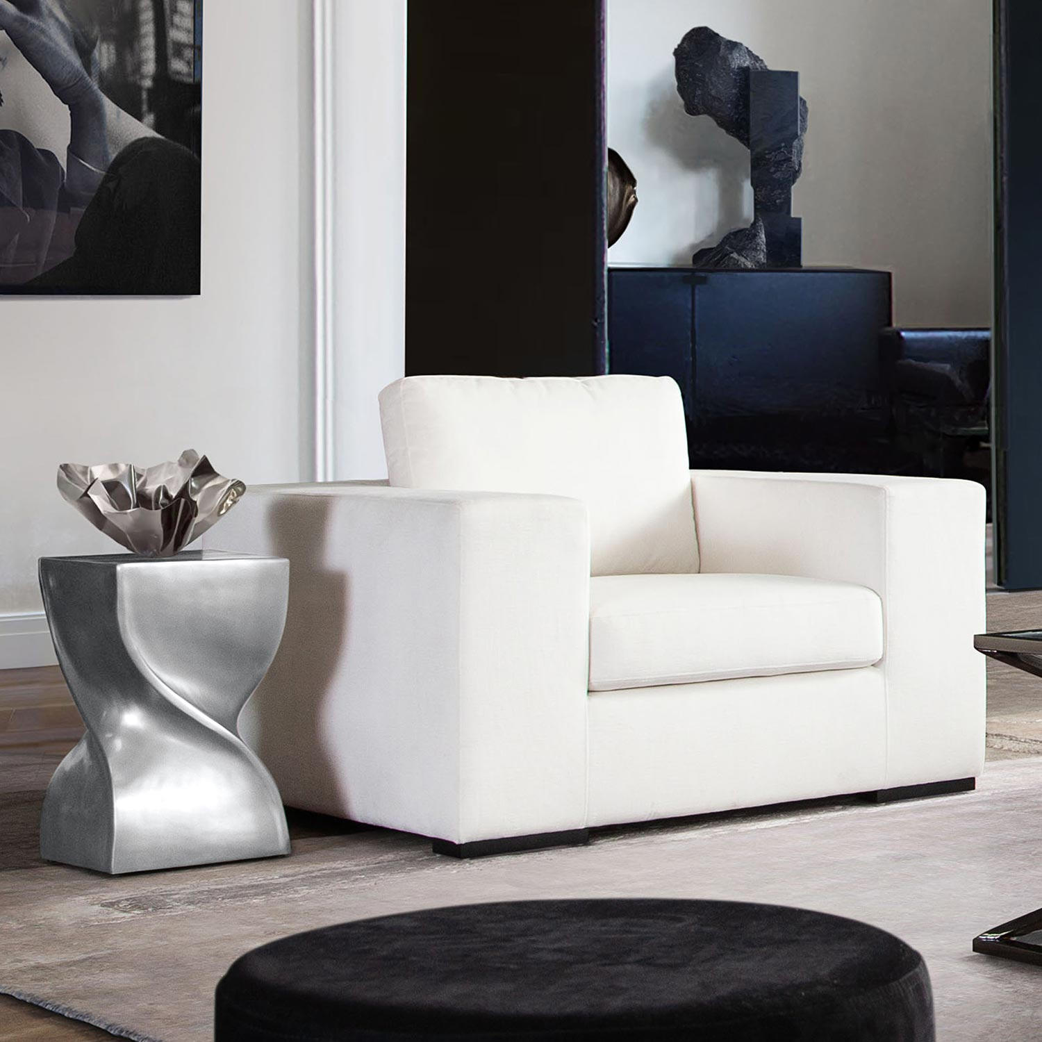 Diamond Sofa - Spire Square Accent Table in Casted Aluminum in Nickel Finish