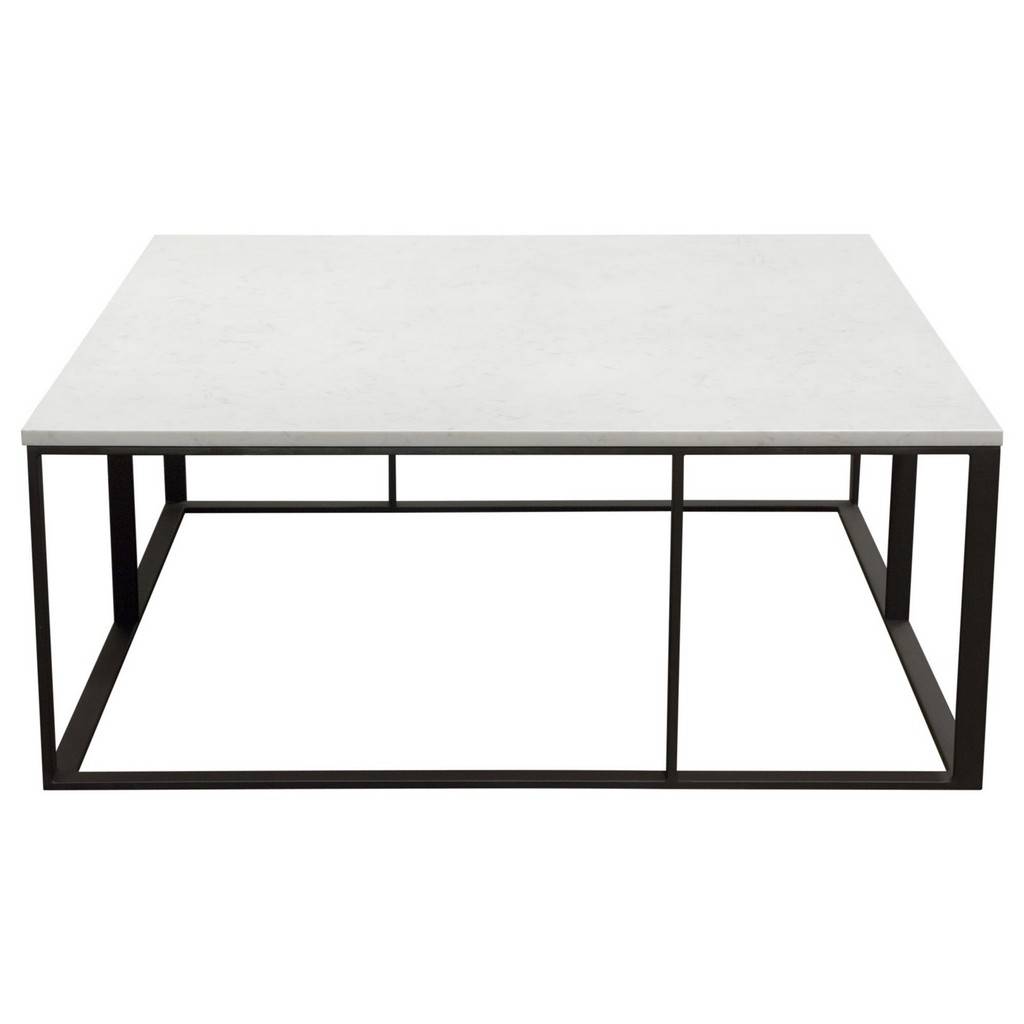 Diamond Sofa - Surface Square Cocktail Table with Engineered Marble Top & Black Powder Coated Metal Base