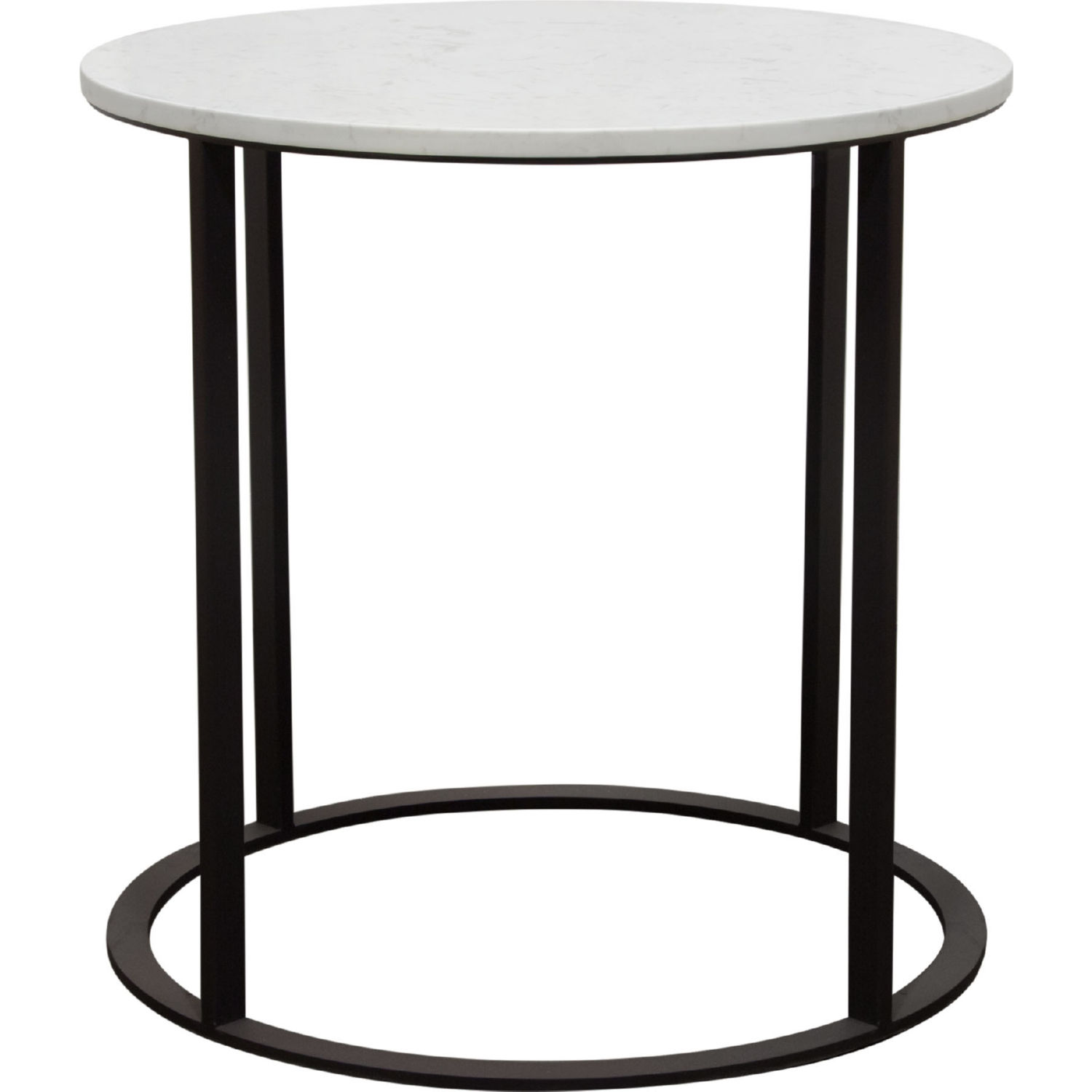 Diamond Sofa - Surface Round End Table with Engineered Marble Top & Black Powder Coated Metal Base