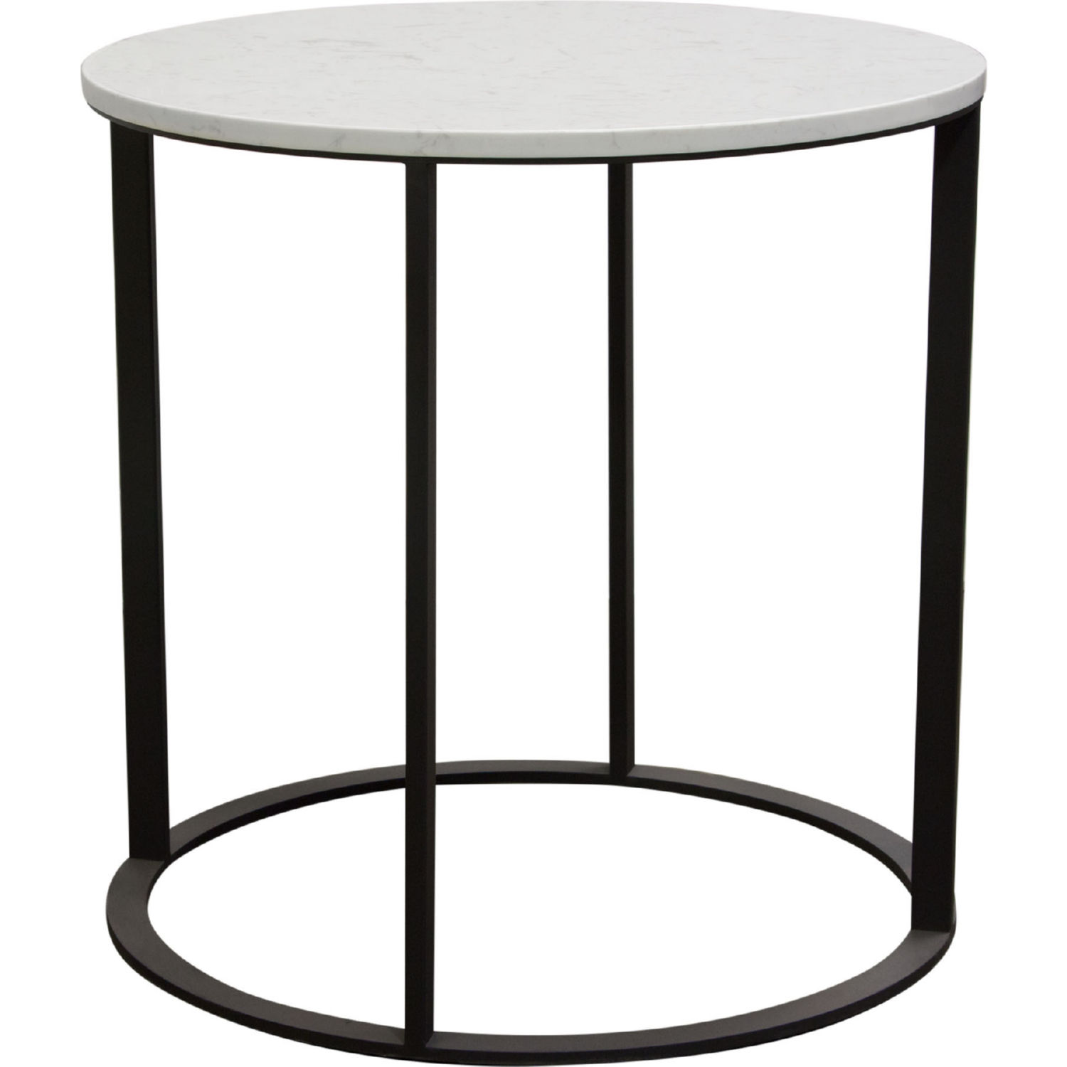 Diamond Sofa - Surface Round End Table with Engineered Marble Top & Black Powder Coated Metal Base